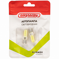 Автолампа диод T10(W5W) 12V 1 диод без цоколя 2-конт Белая  SKYWAY Габариты, номер min 2шт